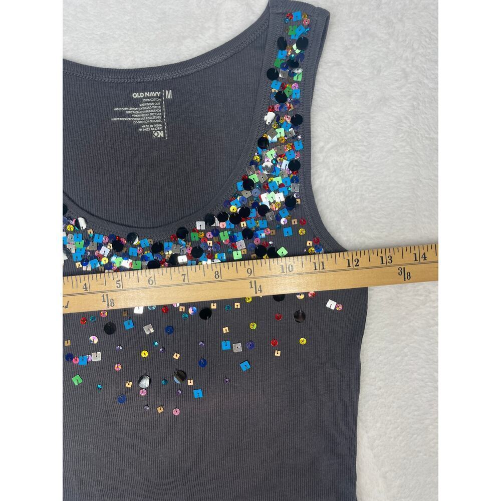 Y2K Old Navy Multicolor Sequins Gray Tank Going Out Bratz Bachelorette sz M - Picture 3 of 5